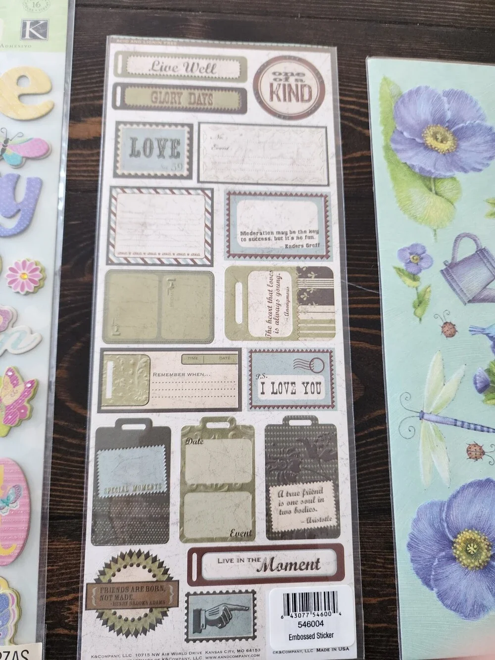 Scrapbooking Stickers Flowers Blue Spring Jumbo Sheets K&Co Lot New Retired #22